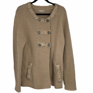 Gustav Danish sweater. Military snaps fit size 42. Tan pockets XL